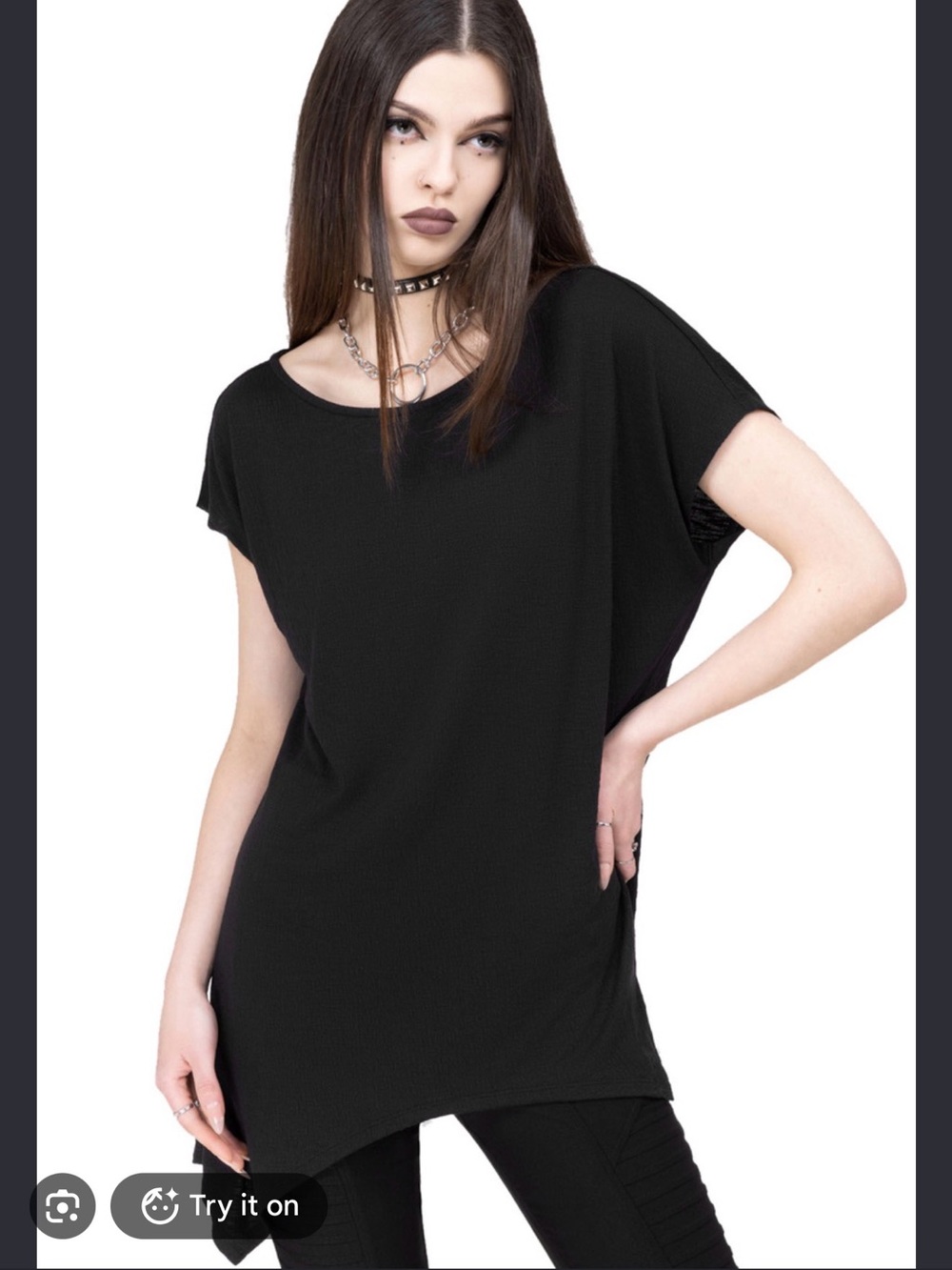 KILLSTAR - HALLOWED TOP Women's LG Black Asymmetric